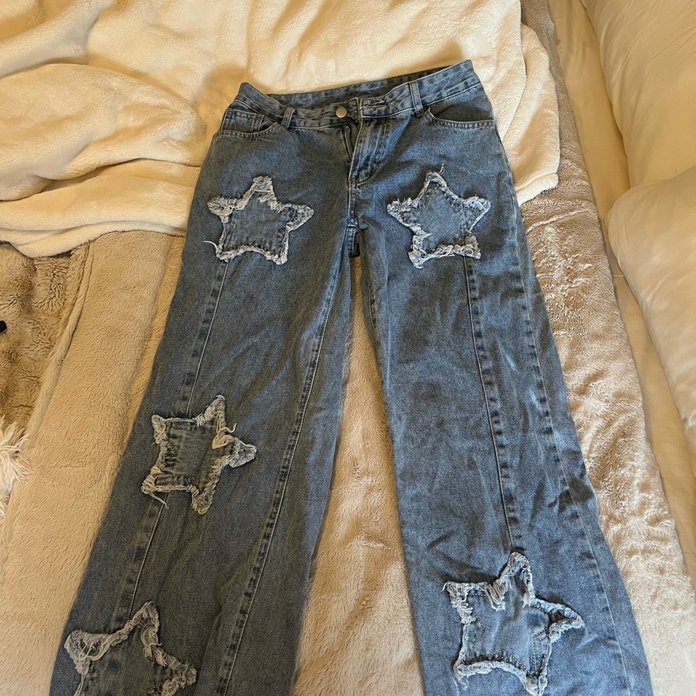 Star-Embellished Blue Jeans